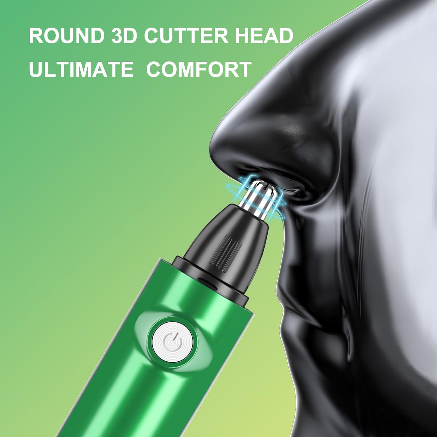 Aiefeya Nose & Facial Hair Trimmer - Painless Eyebrow & Nose Trimmer for Men & Women, IPX7 Waterproof, USB Rechargeable, Easy Cleaning, All-in-One (Green)