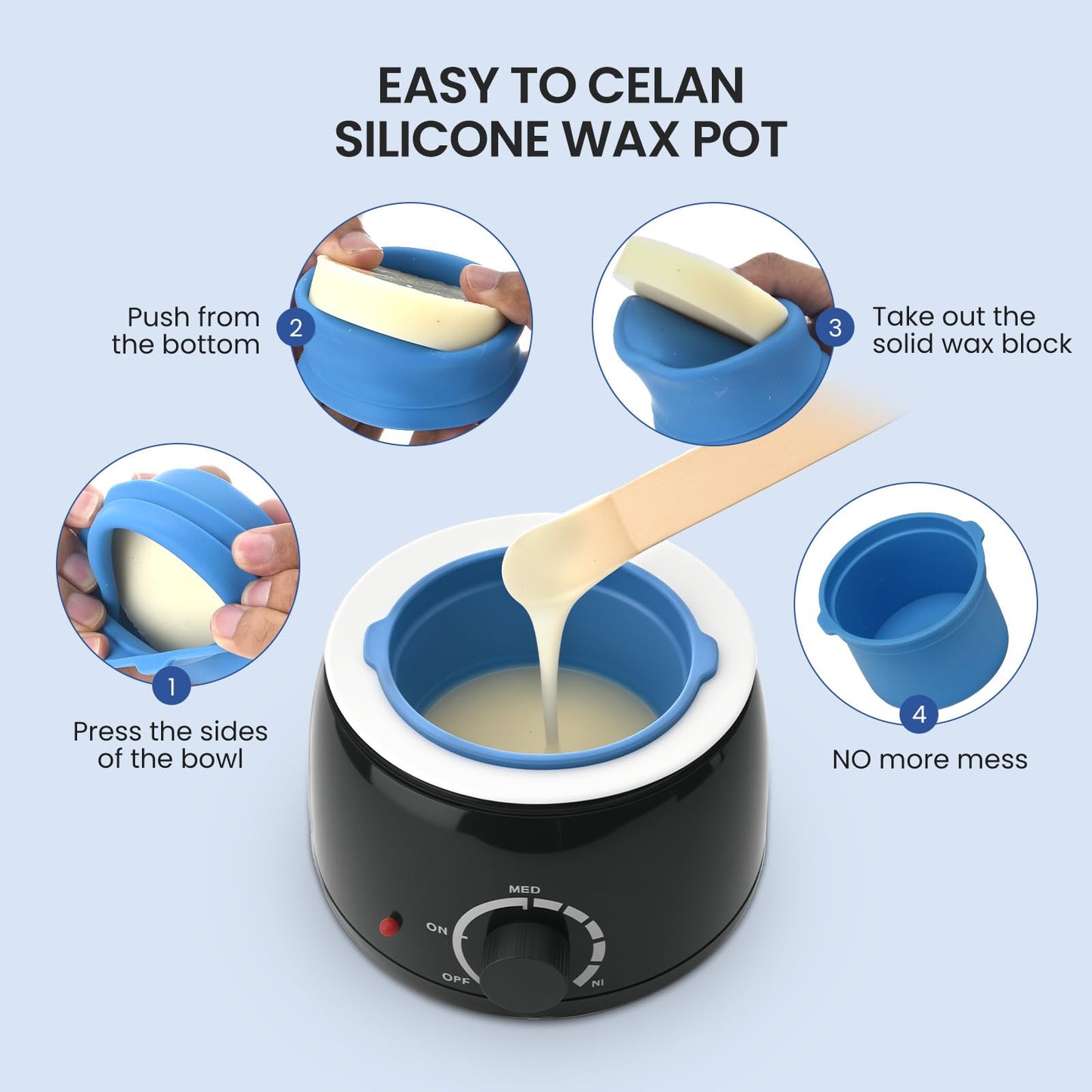 AUZEAL 250ml Mini Waxing Kit for Women, Hard Hot Wax Kit for Hair Removal, At Home Waxing Kit for Bikini & Underarms & More, Sensitive Skin, Precise Temp Control, Compact Single Person Use