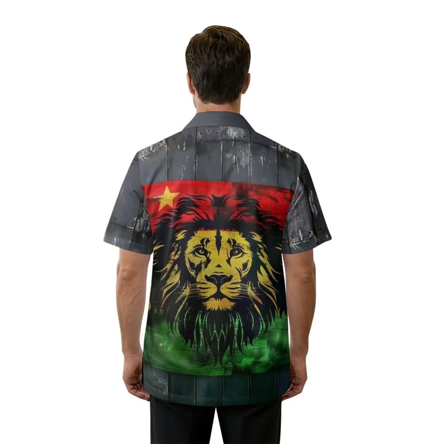 Srengjodk Waterproof Hairdresser Apron, Multiple Pockets Professional Salon Spa Hair Stylist Vest Cosmetology Apron Pet Groomer Work Clothes Jamaican Shirts Lion Print L XL