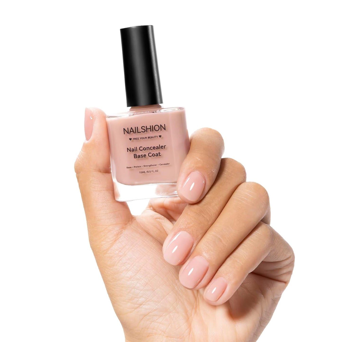 Illuminating Nail Concealer Base Coat - 4-in-1 Sheer Polish & Strengthener for Discolored Nails | 15ml Quick Dry