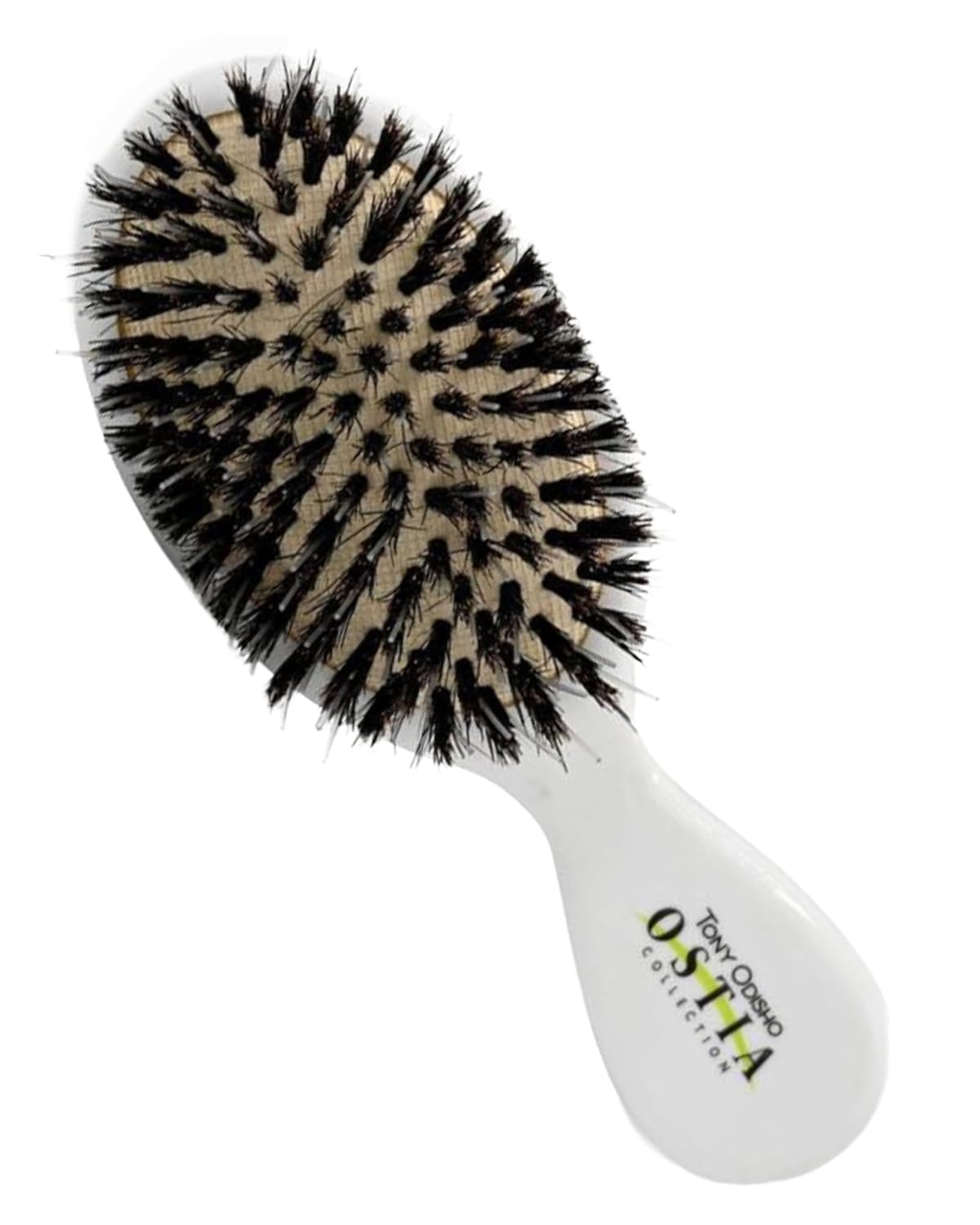 Professional Paddle Hair Brush - Tourmaline Cushion Brush with Boar Bristles for Gentle Detangling | Large Black