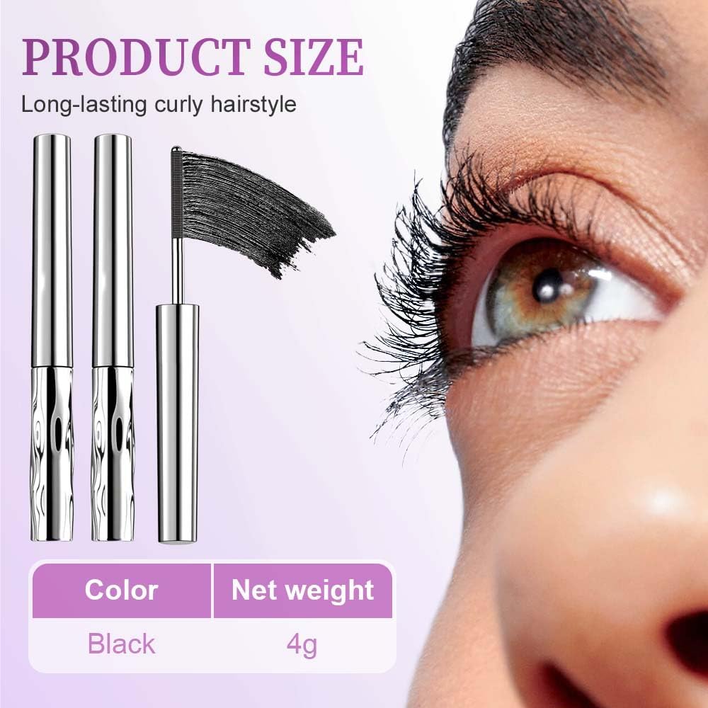2PCS Iron Wand Mascara, Waterproof Metal Wand Mascara Volume and Length, Brushless Mascaras for Long-lasting No Clumping 3D Curling Eyelash (Black)