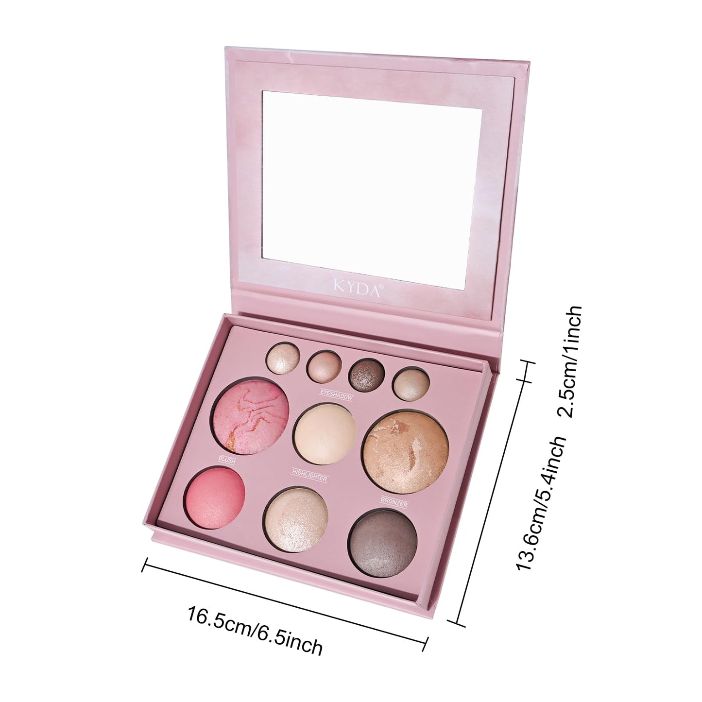 FREEORR All in One Baked Makeup Palette wiht Bronzer, Highlighter, Blush and Eyeshadow, Highly Pigmented, Long Lasting Travel Compact, Baking Makeup Palette Gift for Women