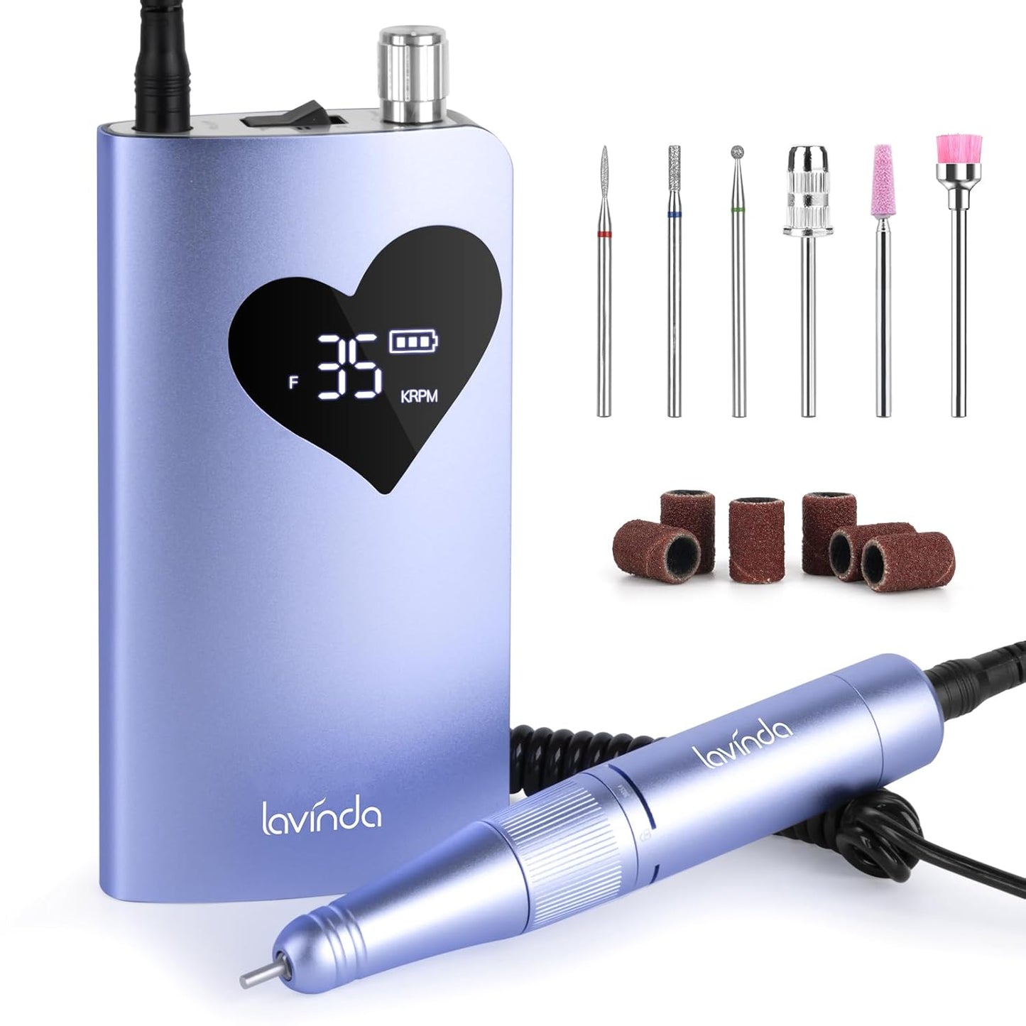 Electric Nail Drill Machine - 35000RPM Cordless Rechargeable Efile for Acrylic Gel Nails | Pink 910