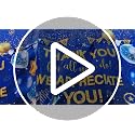 Thank You Tablecloth Set - 3 Pieces, Blue & Gold Appreciation Decor
