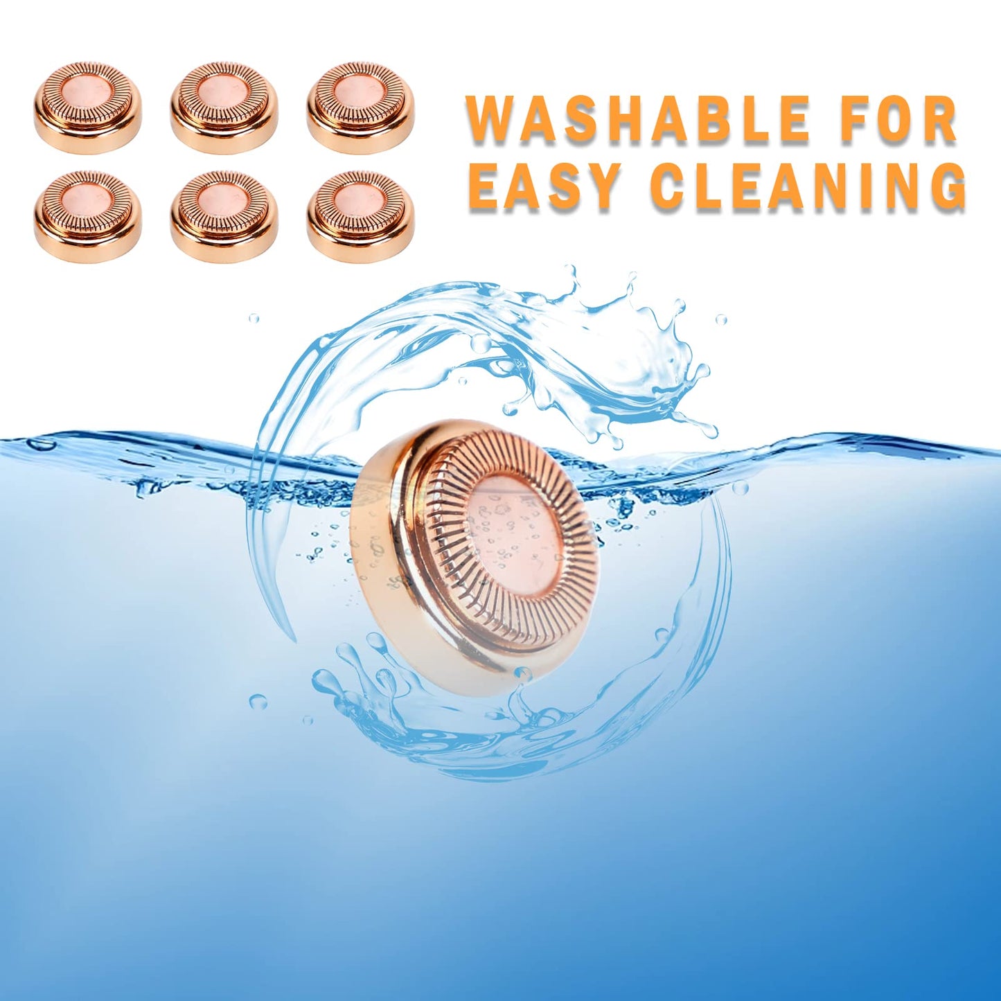 Facial Hair Remover Replacement Head, 6pcs Replacement Blades for Gen 1 Finishing Touch Flawless Facial Hair Removal Tool for Face (Rose Gold)