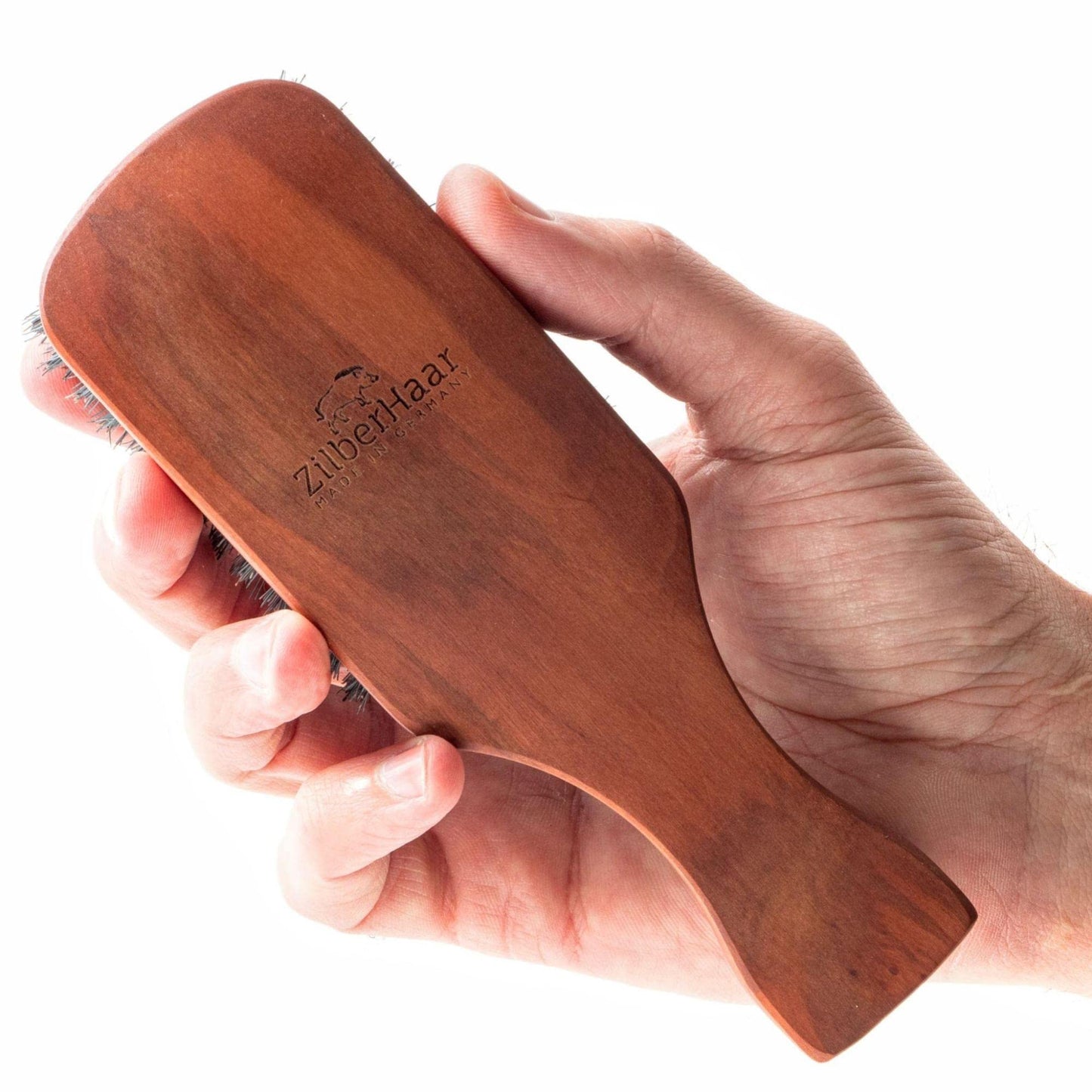 ZilberHaar - Major Hair & Beard Brush for Thick Hair - Boar Bristles, Pearwood, Cushion & Nylon Pins - Detangling & Styling - Made in Europe