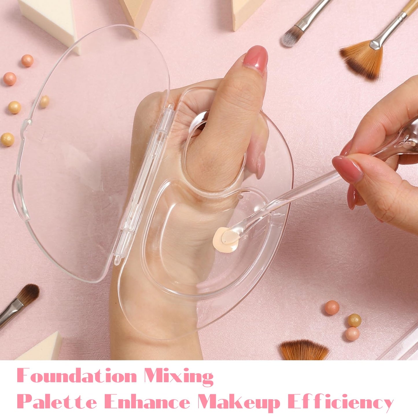 HJZHII 2Pcs Makeup Mixing Palette, Hold Acrylic Palette Foundation Mixing Palettes with Transparent Spatula Tools Acrylic Clear Foundation Palettes for Eyeshadow Liquid Foundations Lipstick Nail Art