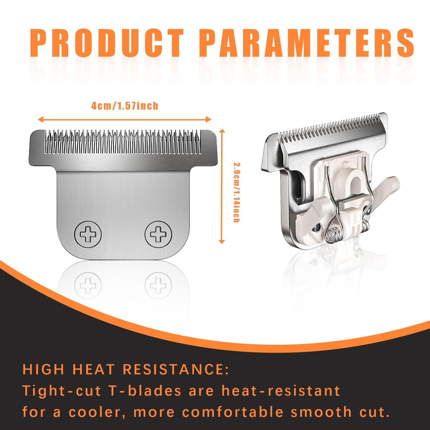 1 Pack T-Blade Detachable 40mm Replacement blades Compatible with Wahl Trimmers 9864/9864SS/9686/9818A/9854L/9876L/9854 etc,Made of Stainless Steel Blades