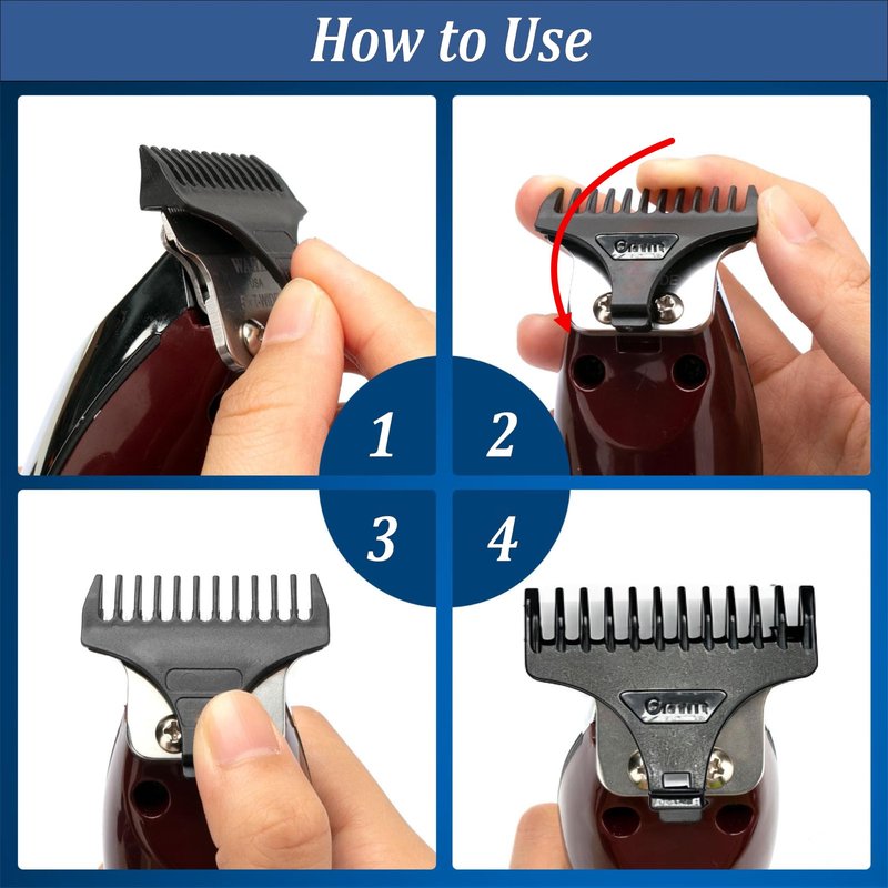 11 Pcs T-Blade Trimmer Guards and Goatee Shaping Template Set for Precise Length Control, Symmetrical Shaving to Prevent Crooked Edges in Men Daily Grooming, 6 Guide Combs 1/32 to 3/8 in, 5 Shapers