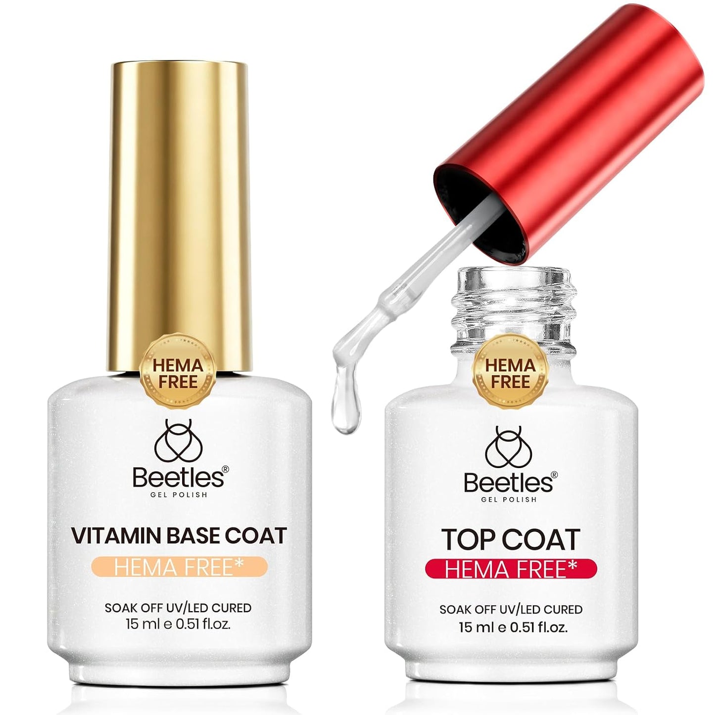 Beetles Gel Polish Set - 3 Pcs No Wipe Top & Base Coat | Long-Lasting Milky Pink 15ml Jelly Gel for Women