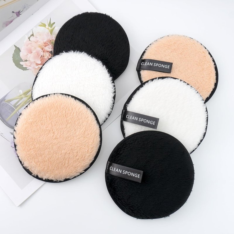 BlingKingdom Reusable Makeup Remover Pads - Double-Sided Facial Cleansing Puffs | 6 Pack, 3 Colors