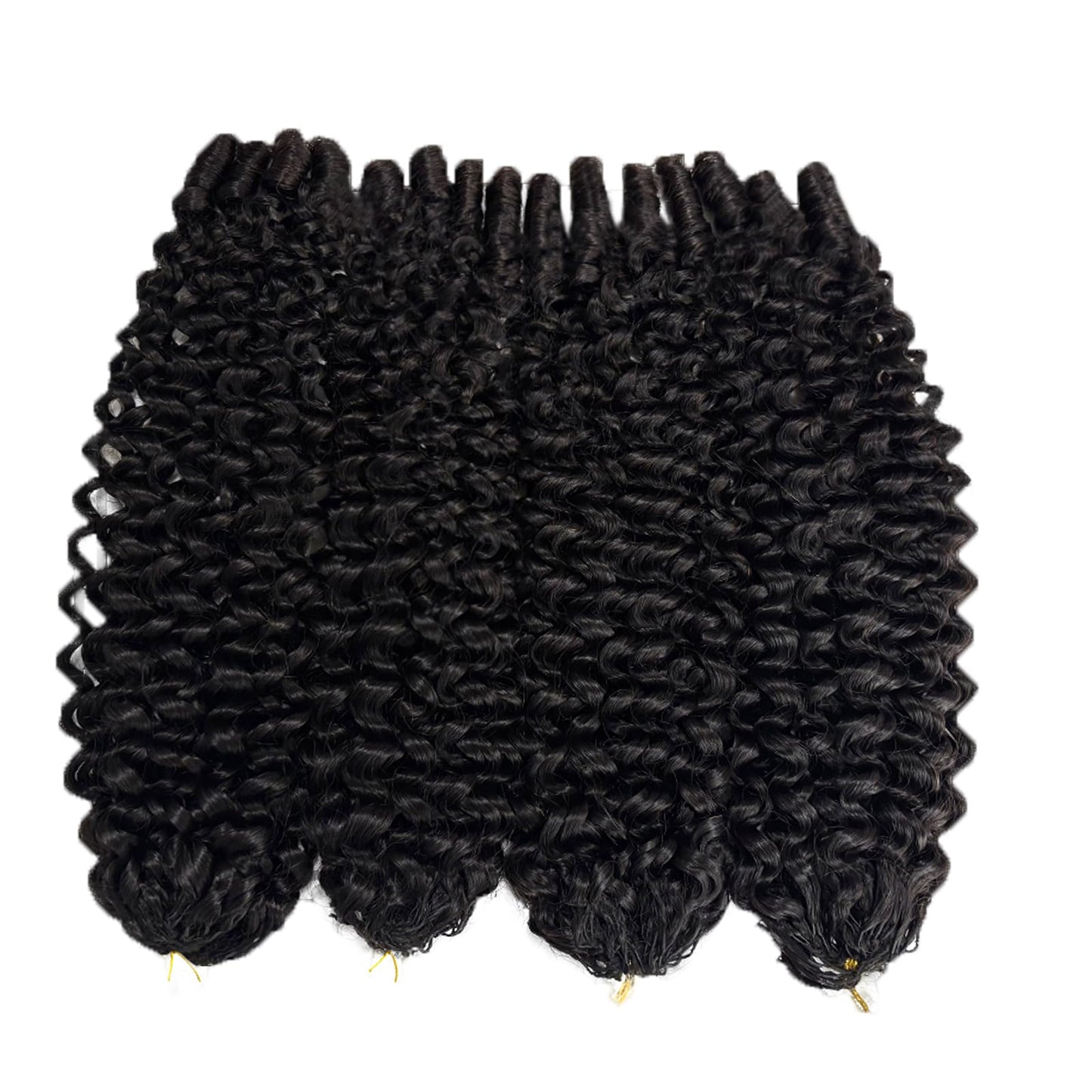 Burmese Curly Crochet Human Hair 18 Inch 60g Knotless Pre-Separated Feather Miracle Knots Human Crochet Hair 3C4A Lightweight Reusable Remy Hair Extensions for Women Natural Black Color