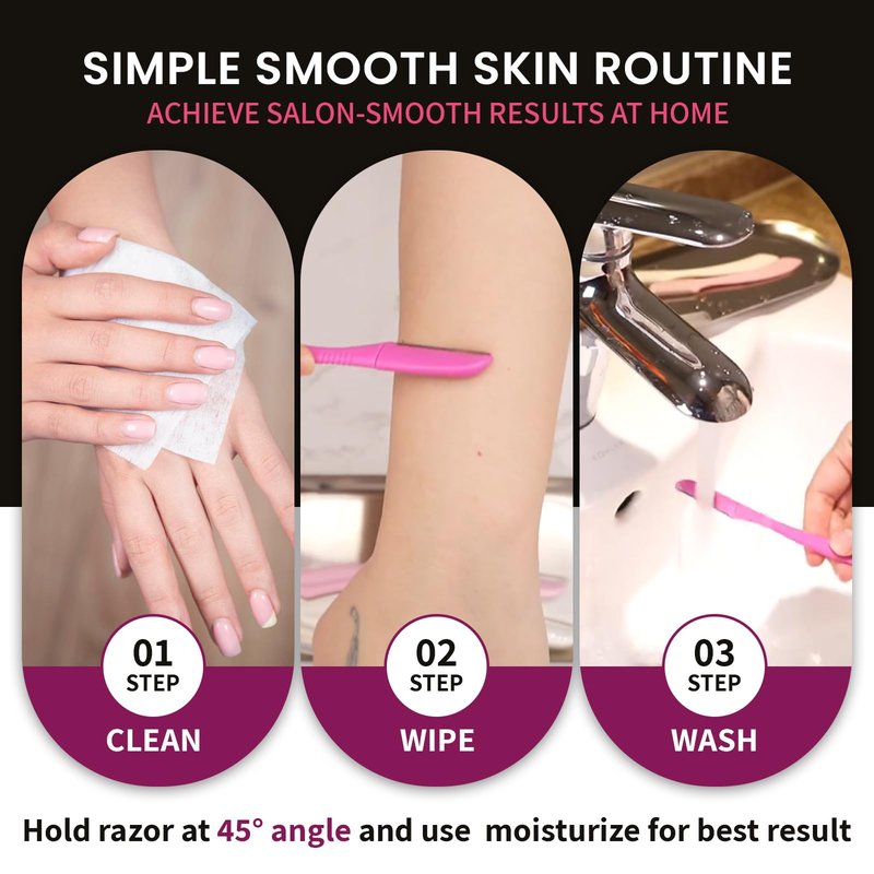 3pcs Tufang Eyebrow & Facial Razor For Women, Women Disposable shaving Razor, Peach fuzz remover and Dermaplaning razor for women.