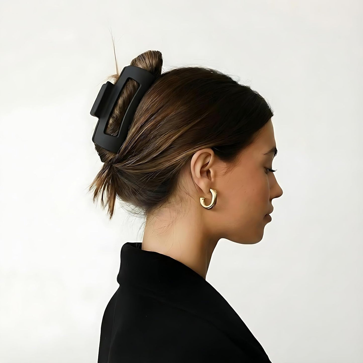 Cozy Claw Clip - Soft & Flexible Unsnappable Silicone Hair Clip for Women | Large Non-Slip Barrette in Black