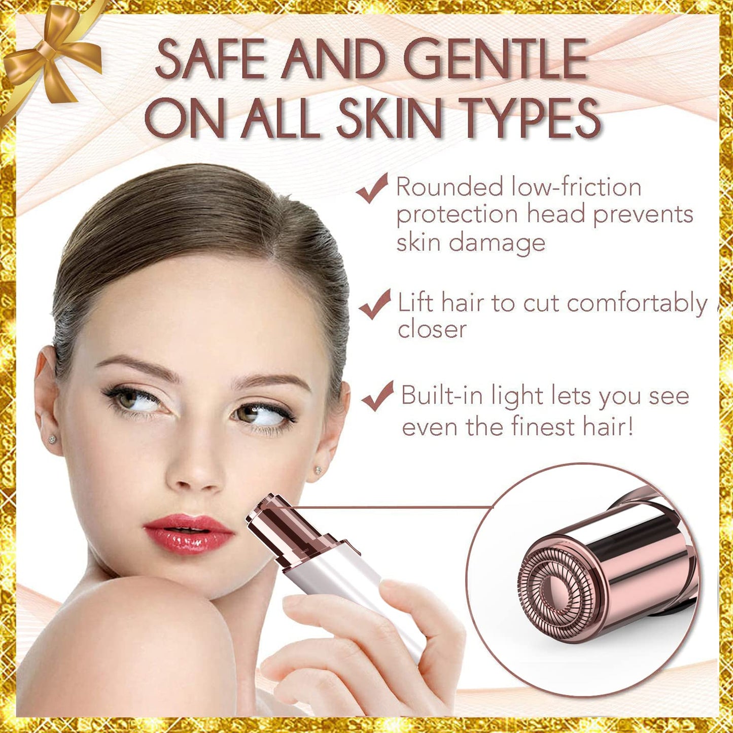 Facial Hair Removal for Women(with 2 x Replacement Heads),GURELAX Facial Hair Remover, Hair Removal Device, Best Gift for Mom/Wife/Girlfriend