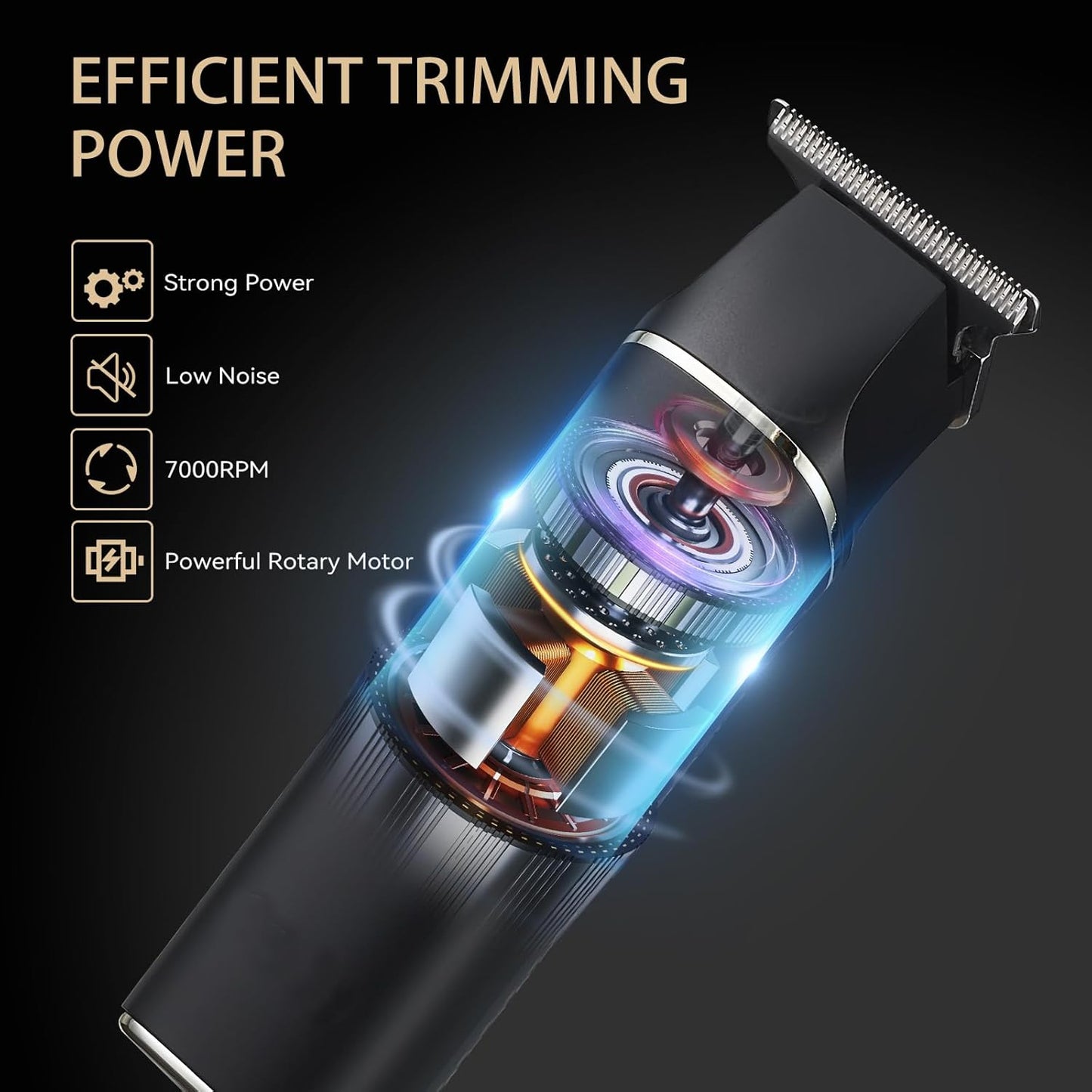 Professional Hair Clippers for Men - Cordless T Blade Trimmer with LCD Display | Zero Gapped Edgers for Mustache & Facial Hair, Black