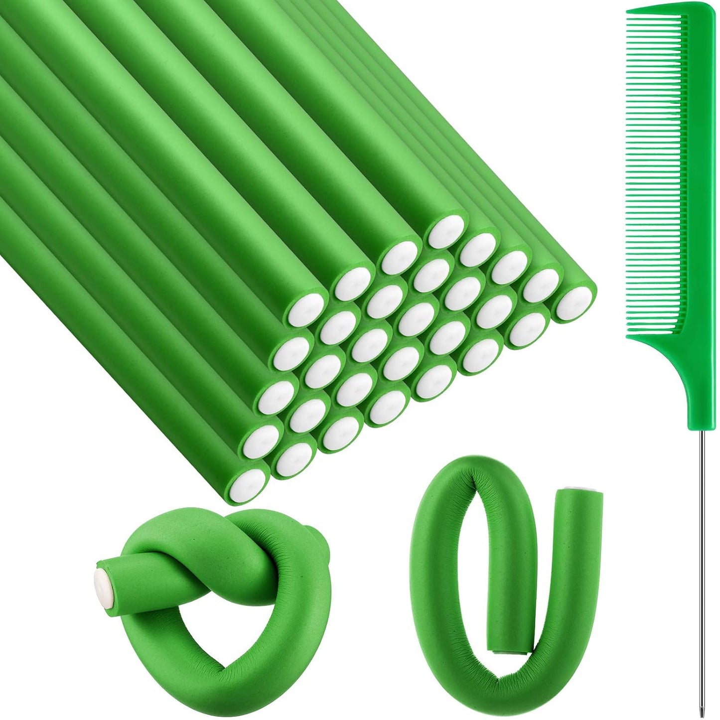 Flexible Curling Rods - 30 Pcs Foam Rollers for No Heat Styling | Dark Blue, 9.45 x 0.55 Inch