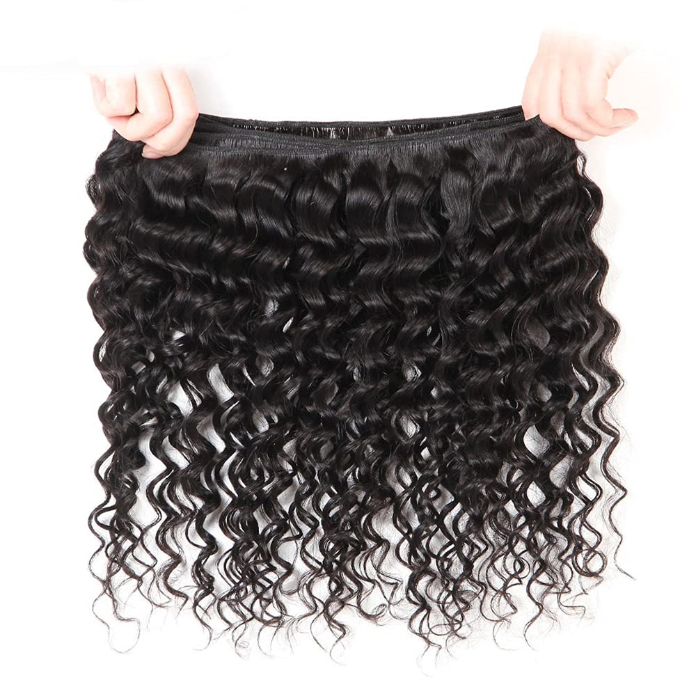 20 22 24 Inch Water Wave Bundles Human Hair 3 Bundles Brazilian Remy Hair 50 Grams/Bundle 10A Grade Unprocessed Virgin Hairs #1B Natural Black Color Water Wave Bundle Weaves Extensions