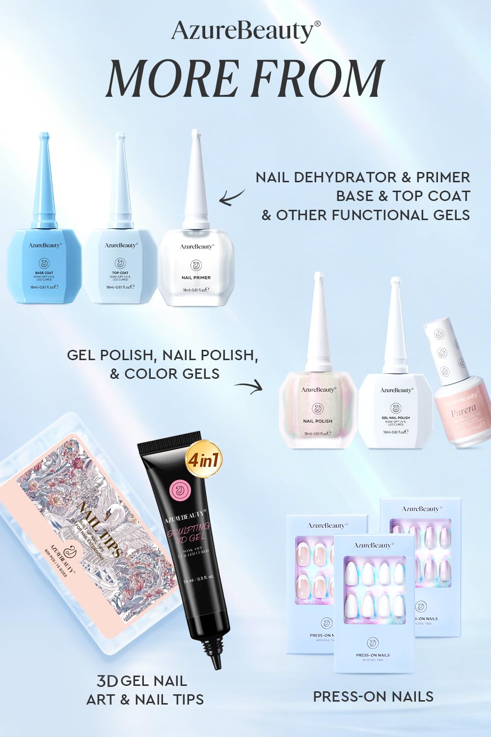 AzureBeauty 18ml Nail Strengthener and Growth, Jelly Pink Ridge Filler