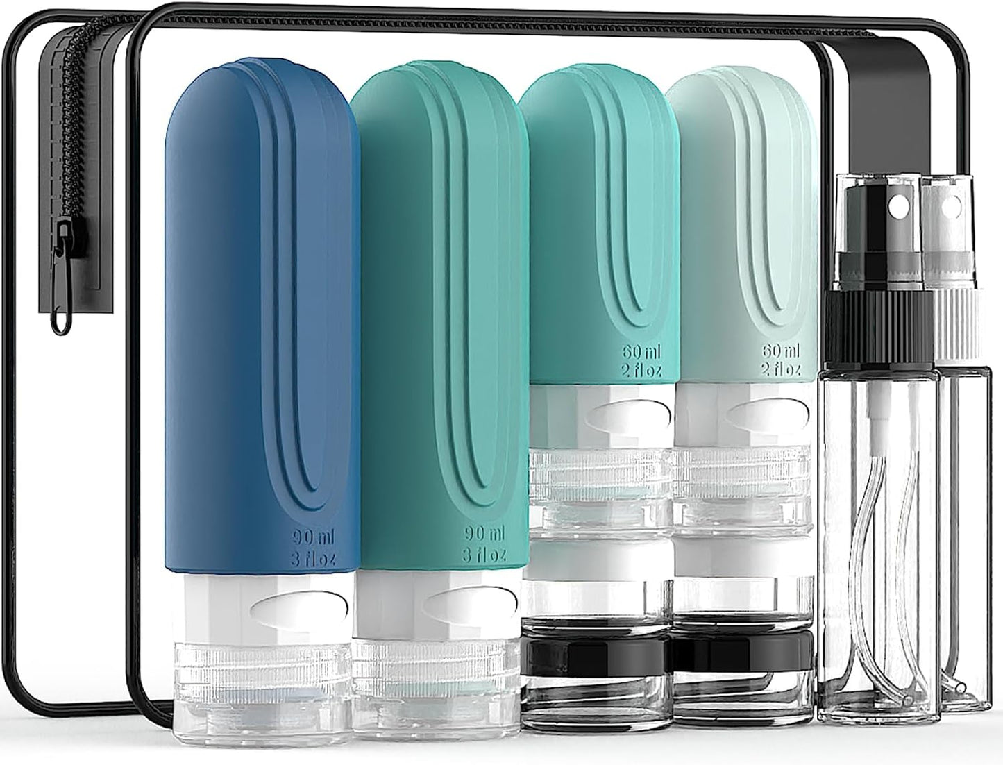 Travel Bottles for Toiletries - TSA Approved Leak Proof Silicone Set | 10 Pack Gray Containers