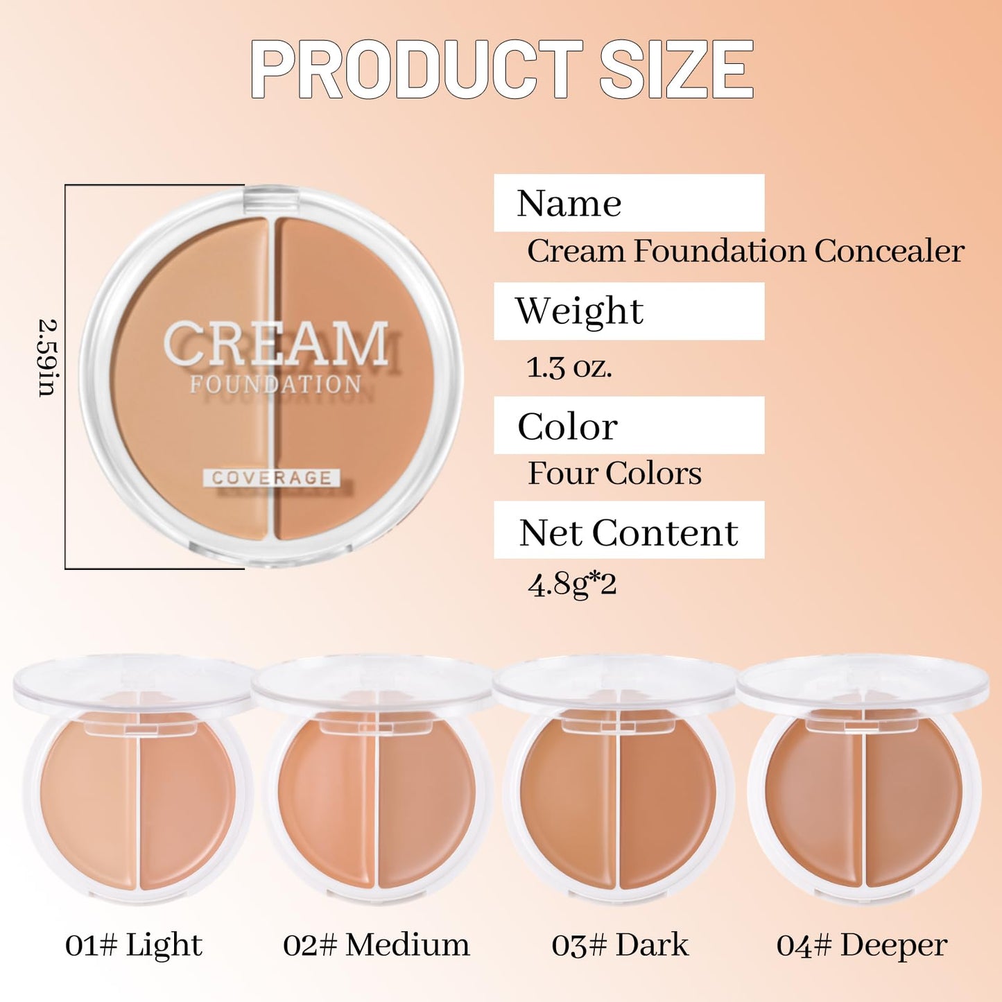 DAGEDA Dual-Toned Cream Foundation, Flawless Finish Foundation & Concealer Makeup, Creamy Smooth Texture, Long-lasting, Full Coverage, Blendable, Waterproof Makeup Palette 04