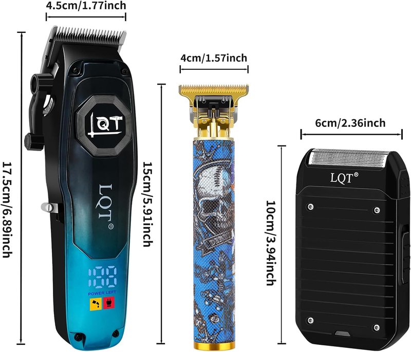 Men’s Grooming Kit - Barber-Grade Cordless Hair Clipper & Beard Trimmer Set | High-Speed Motor, USB Charging, LED Display, Gradient Blue