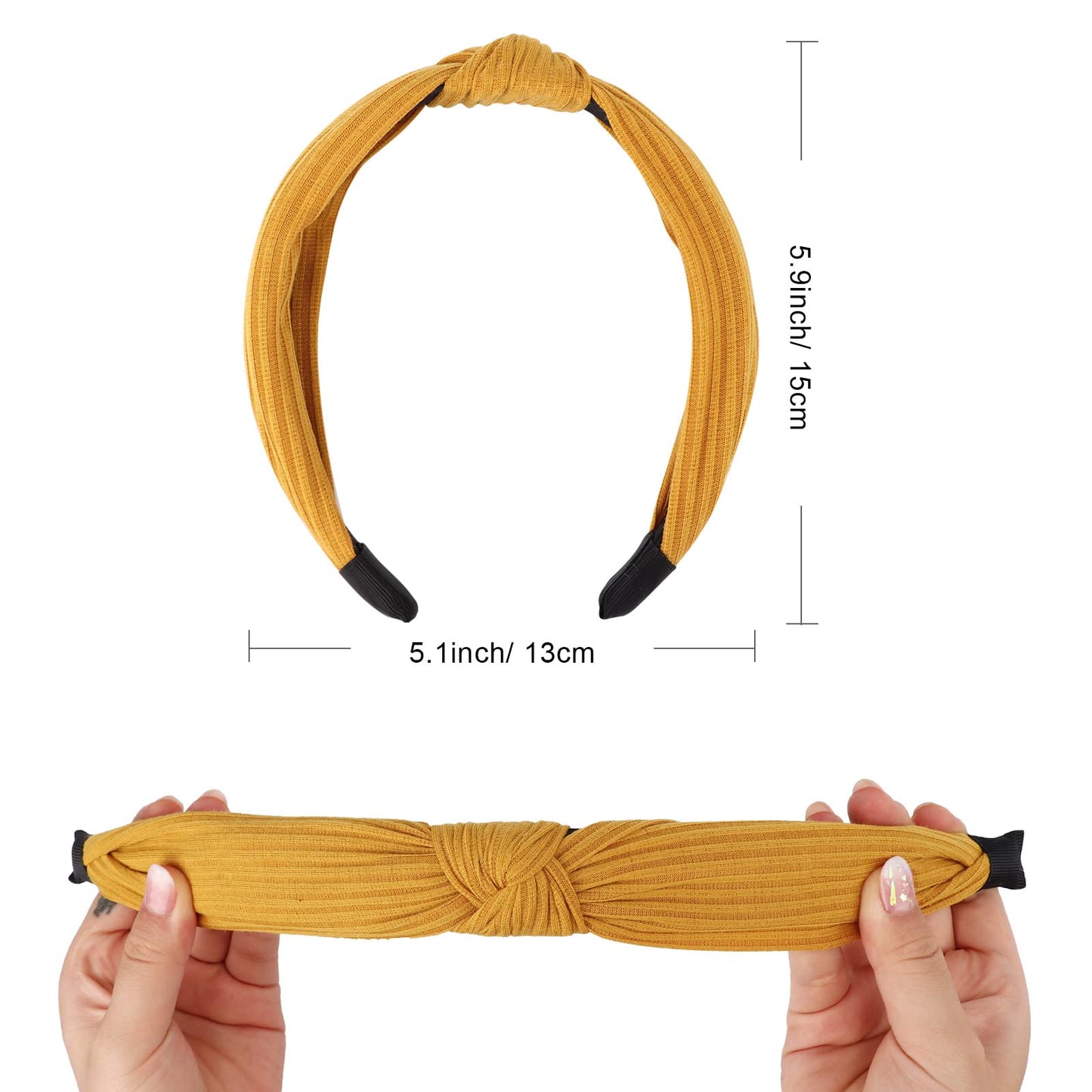 AQOKKA Knotted Headbands for Women Girls Non Slip Boho Wide Top Knot Turban Hairbands Fashion Ribbing Head Wraps