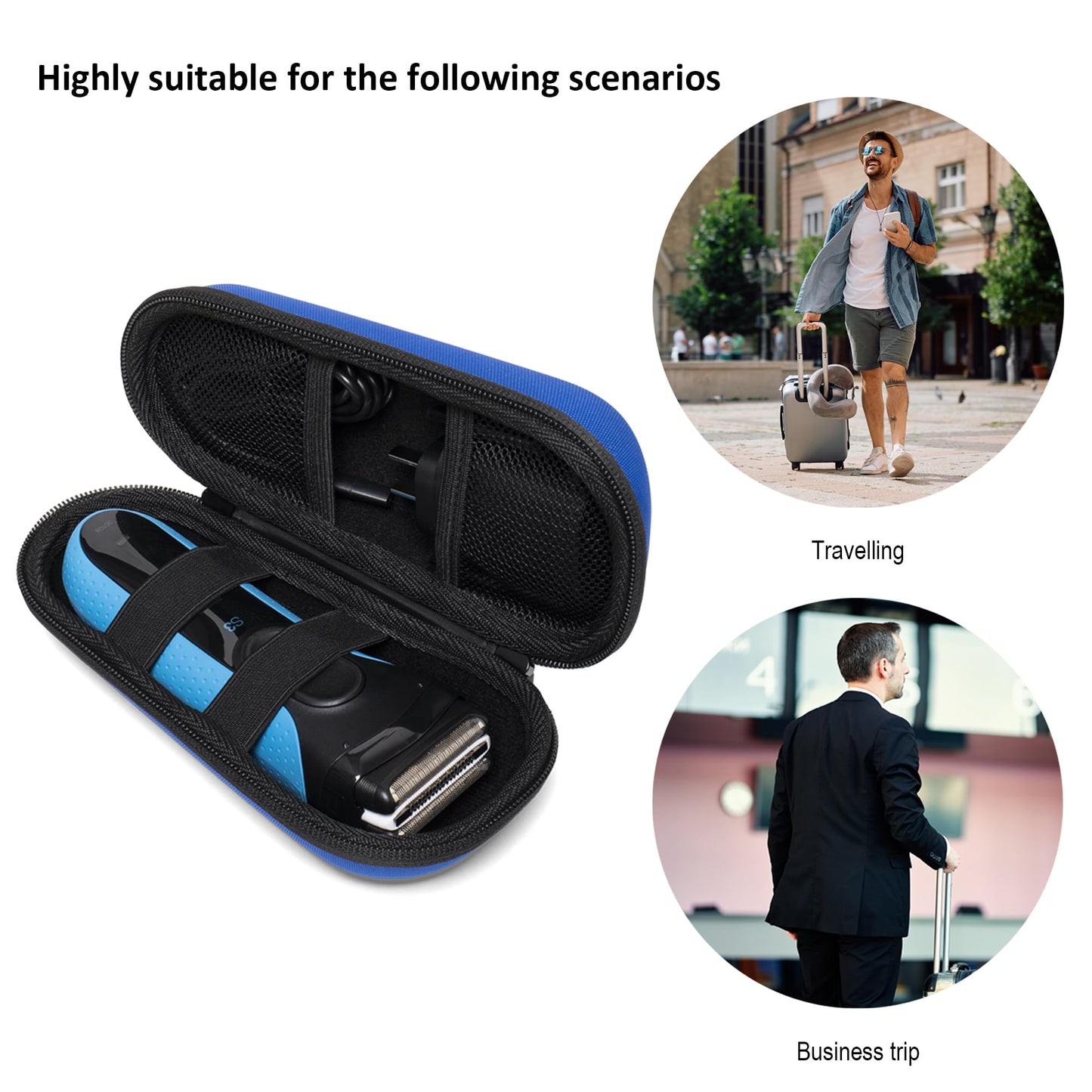 seplouis Electric Shaver Travel Case for Braun Series 3, Series 5, Series 7, Series 9 Electric shavers, Blue, Black, Electric Shaver Travel Case for Braun