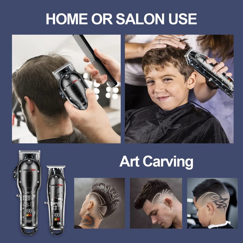 HIENA PRO Hair Clippers for Men T Liners Hair Trimmer Set, Professional Cordless Rechargeable Barber Hair Cutting Kit with LED Display,Gifts for Men