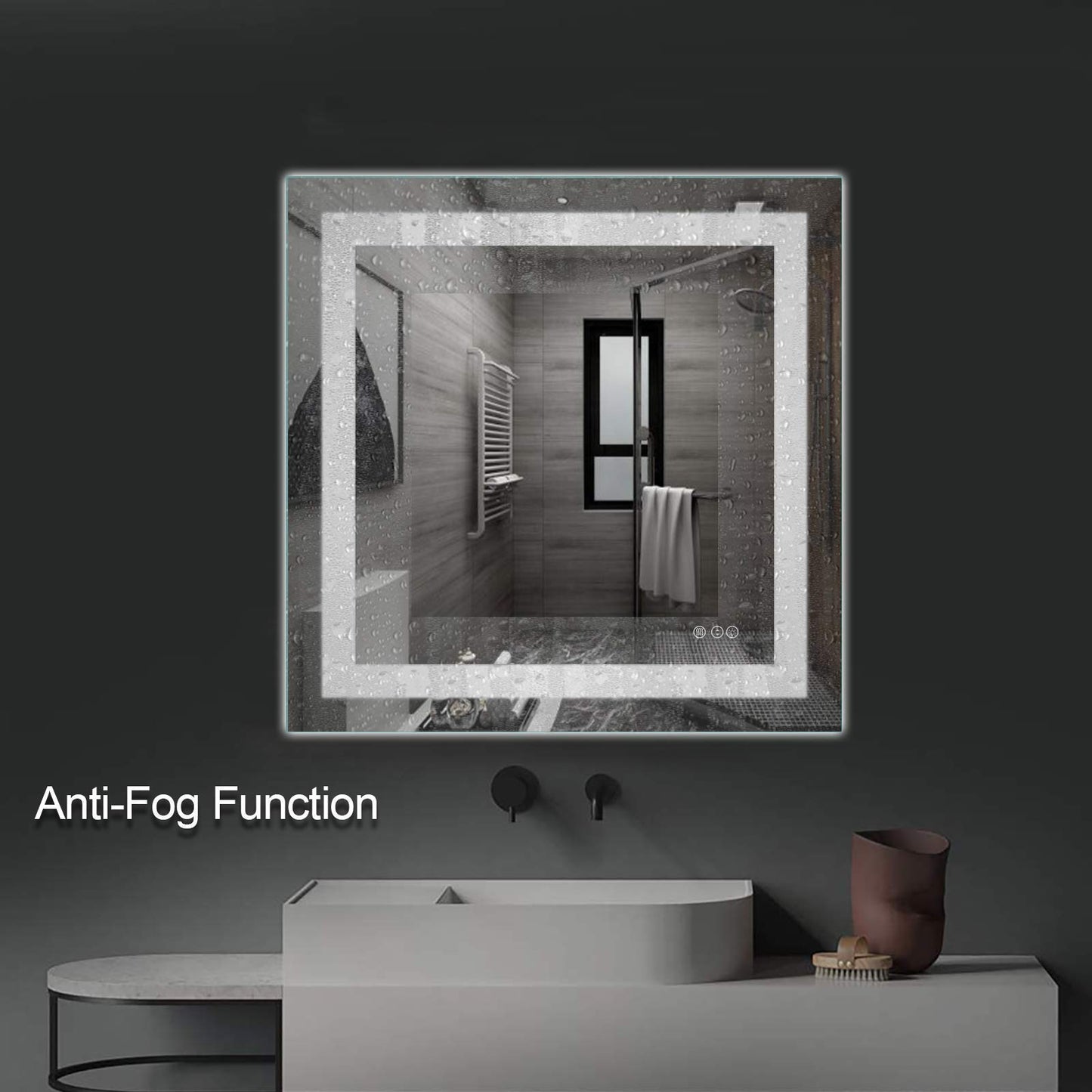 Amorho LED Bathroom Mirror 36"X36" with Front Light and Backlit