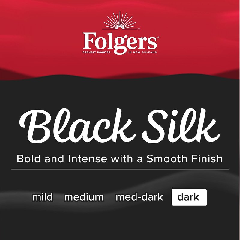 Folgers Black Silk, Dark Roast Coffee, Keurig K-Cup Pods, 48-Count Boxes (Pack of 4)