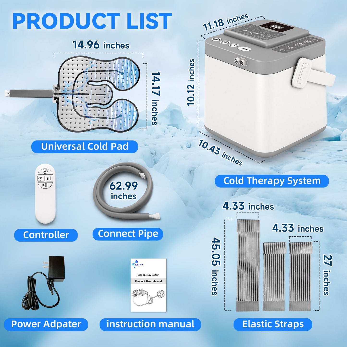WTBFX Cold Therapy Machine, Silent Brushless Pump Knee Ice Machine with Cryotherapy System, Ice Therapy Machine for Knee, Shoulder, Ankle, Leg and Hip