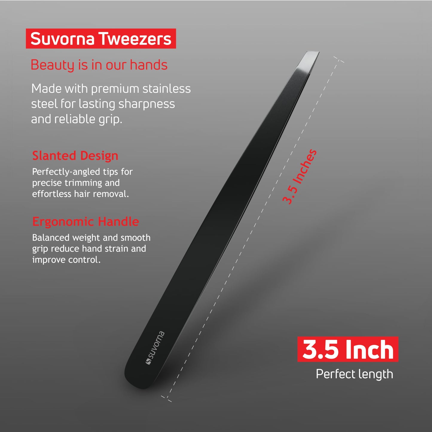 Suvorna Premium Beard & Mustache Set with Beard scissors for men, Straight Razor with blades- Facial Hair/Nose/Eyebrow Scissors - Slant Tweezers (6 Pcs Black)