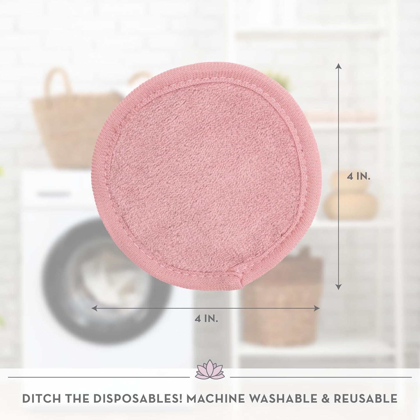 Makeup Remover Wipes - Reusable Skin Care Wipes with Laundry Bag | 4-Inch Diameter, 7 Pack, Assorted Colors