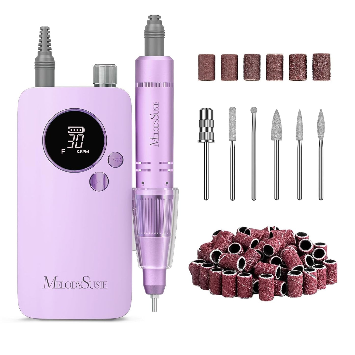 Clip-On Rechargeable Nail Drill - 30000RPM E-File for Manicure & Gel Removal | Pastel Design, Ideal for Training & Home Use