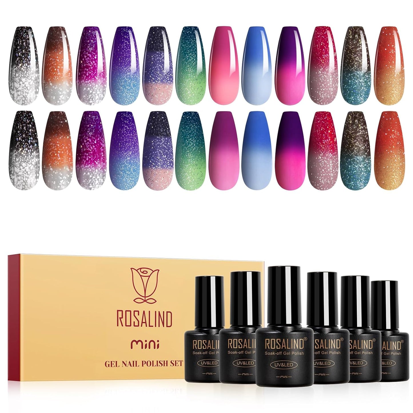 Cat Eye Gel Nail Polish - 12 Colors Magnetic Glitter Set | Sparkle Diamond Effect, Soak Off UV Manicure Gift for Women