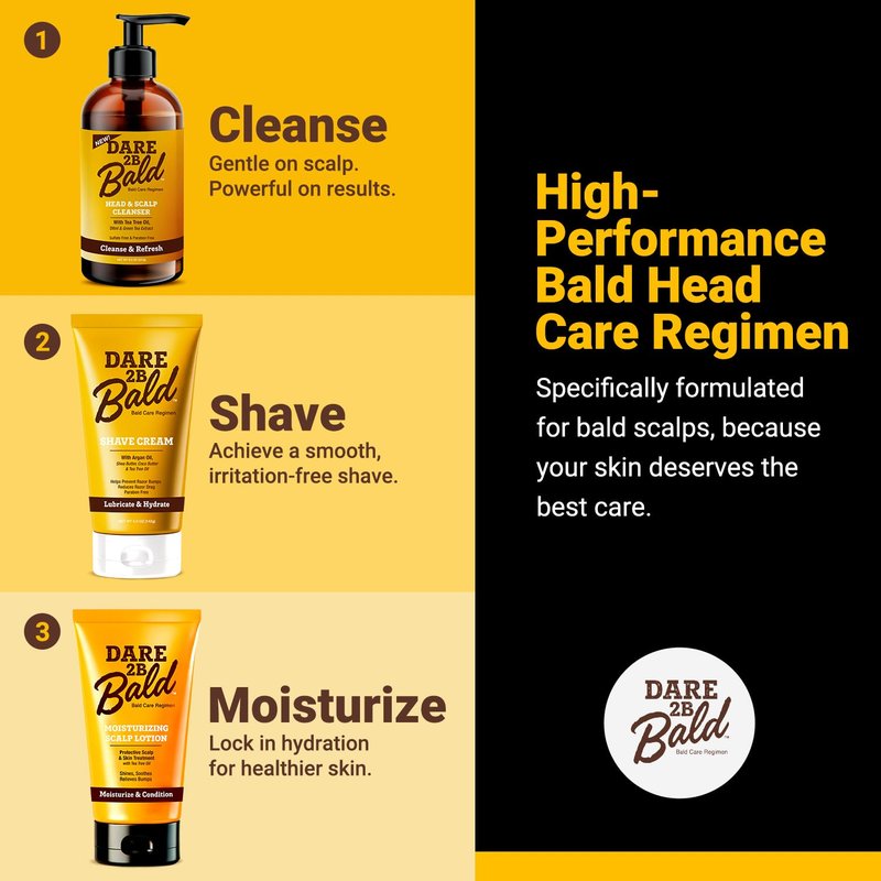 High Time Dare 2B Bald Shaving Cream Sensitive Skin with Argan Oil, Tea Tree Oil, Shea and Cocoa Butter | Bald Head Shave Lotion for Rich Hydration and Moisture | 5.0 OZ