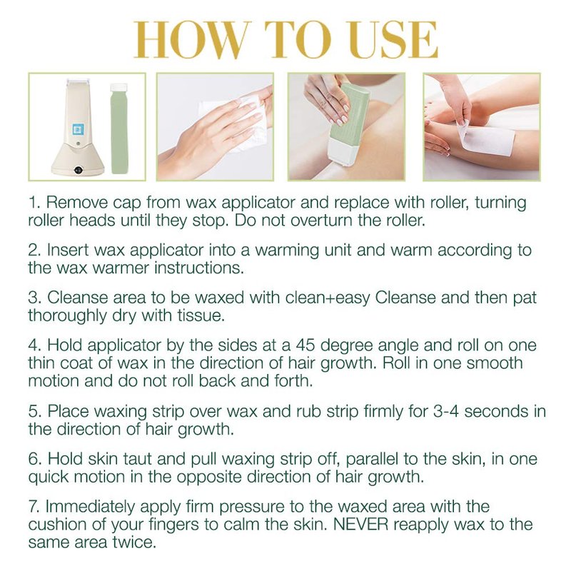 Clean + Easy Tea Tree Roll On Wax – Large, Soft Wax Refill Cartridge for Hair Removal on Sensitive Skin, Legs & Body, 3 Pack