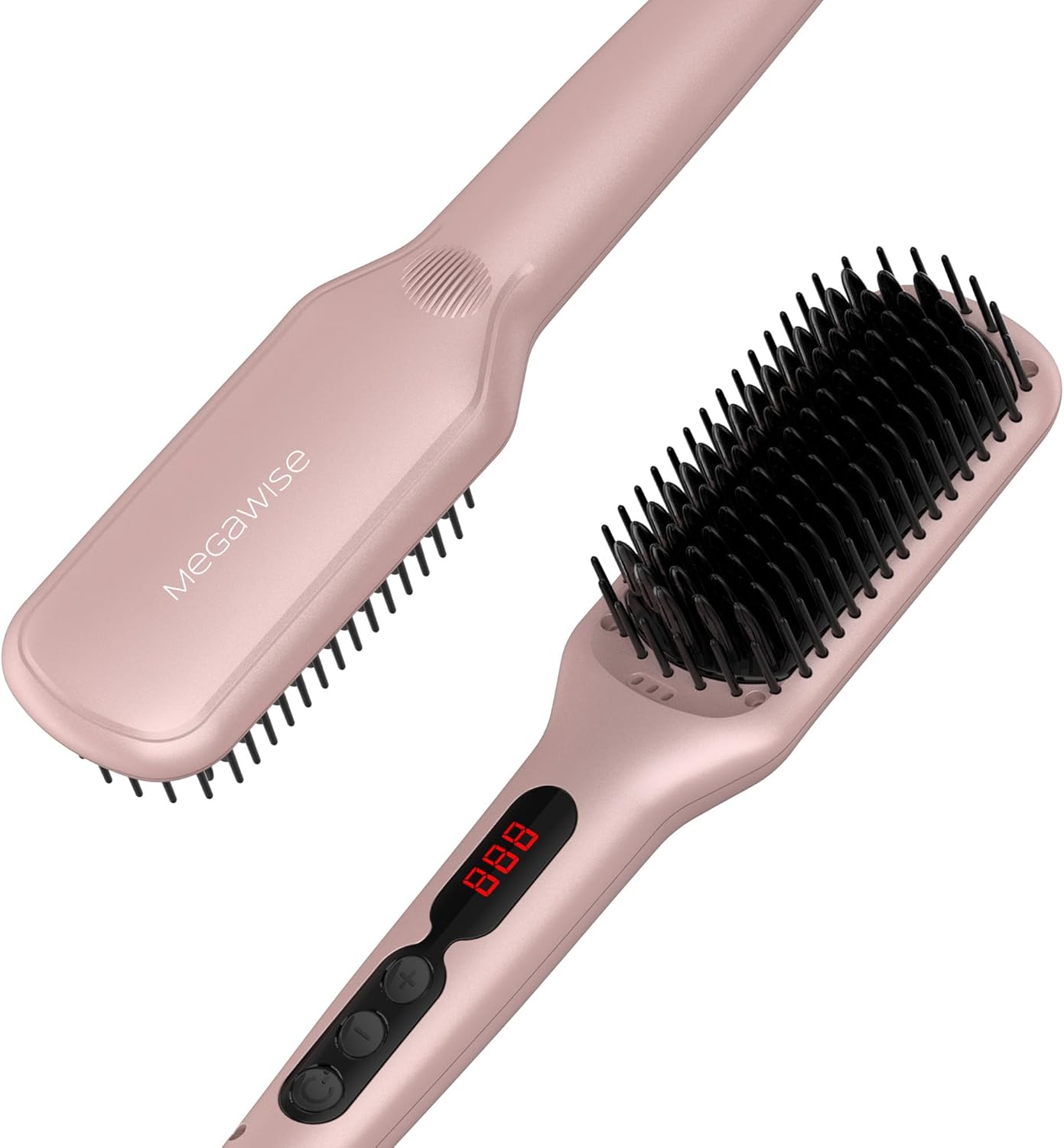 Hair Straightener Brush Pro - Fast Heating Ceramic Ionic Brush for Smooth, Frizz-Free Hair | Anti-Scald Design, Dual Voltage (Tomato Red)