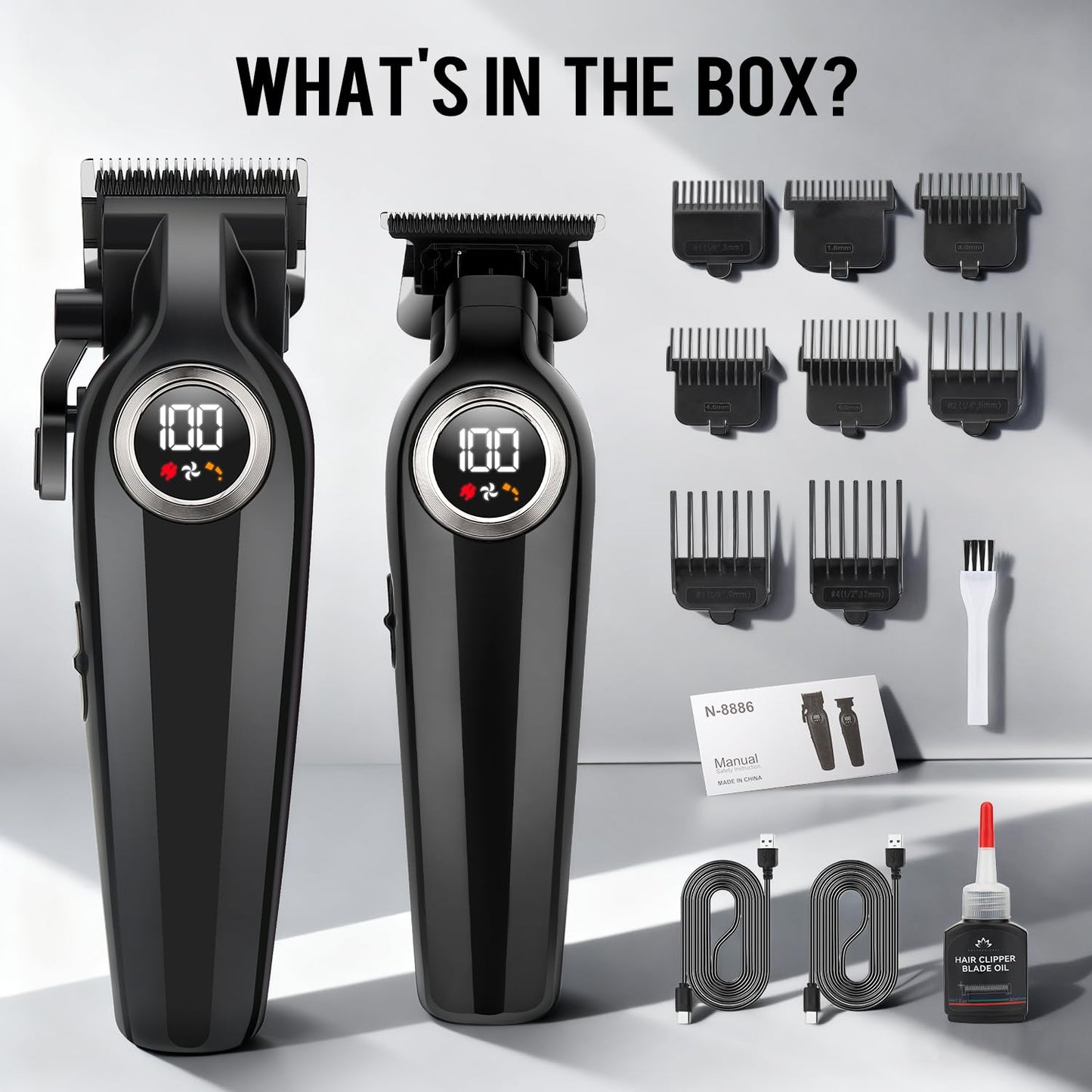 Zesuti Professional Hair Clippers for Men,Cordless Barber Clippers and Trimmers Set with LED Display, Rechargeable Mens Electric Beard Trimmer,Self Haircut Fade Kit & Clipper Oil