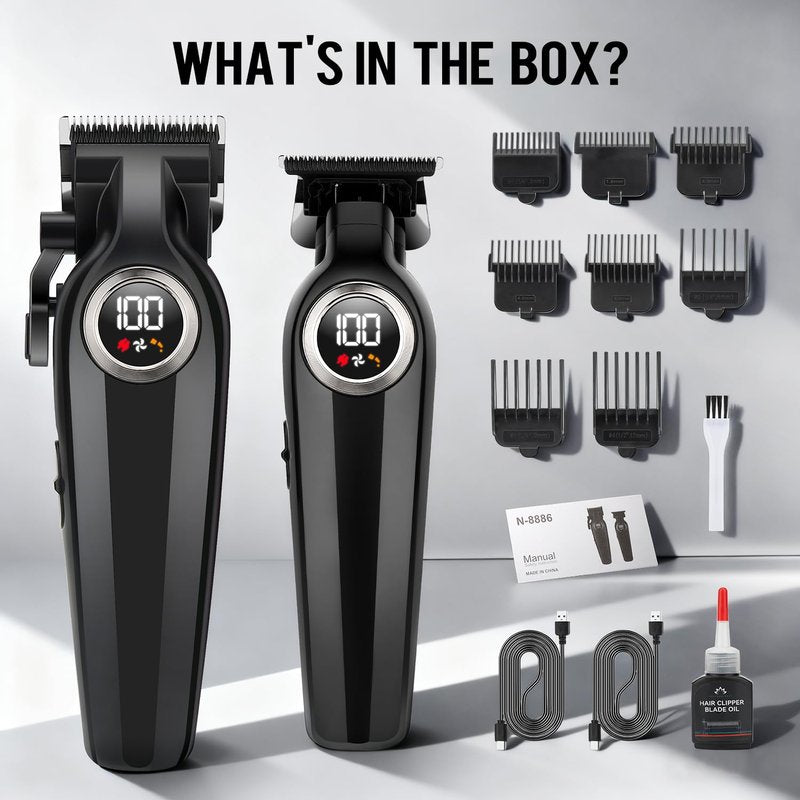 Zesuti Professional Hair Clippers for Men,Cordless Barber Clippers and Trimmers Set with LED Display, Rechargeable Mens Electric Beard Trimmer,Self Haircut Fade Kit & Clipper Oil