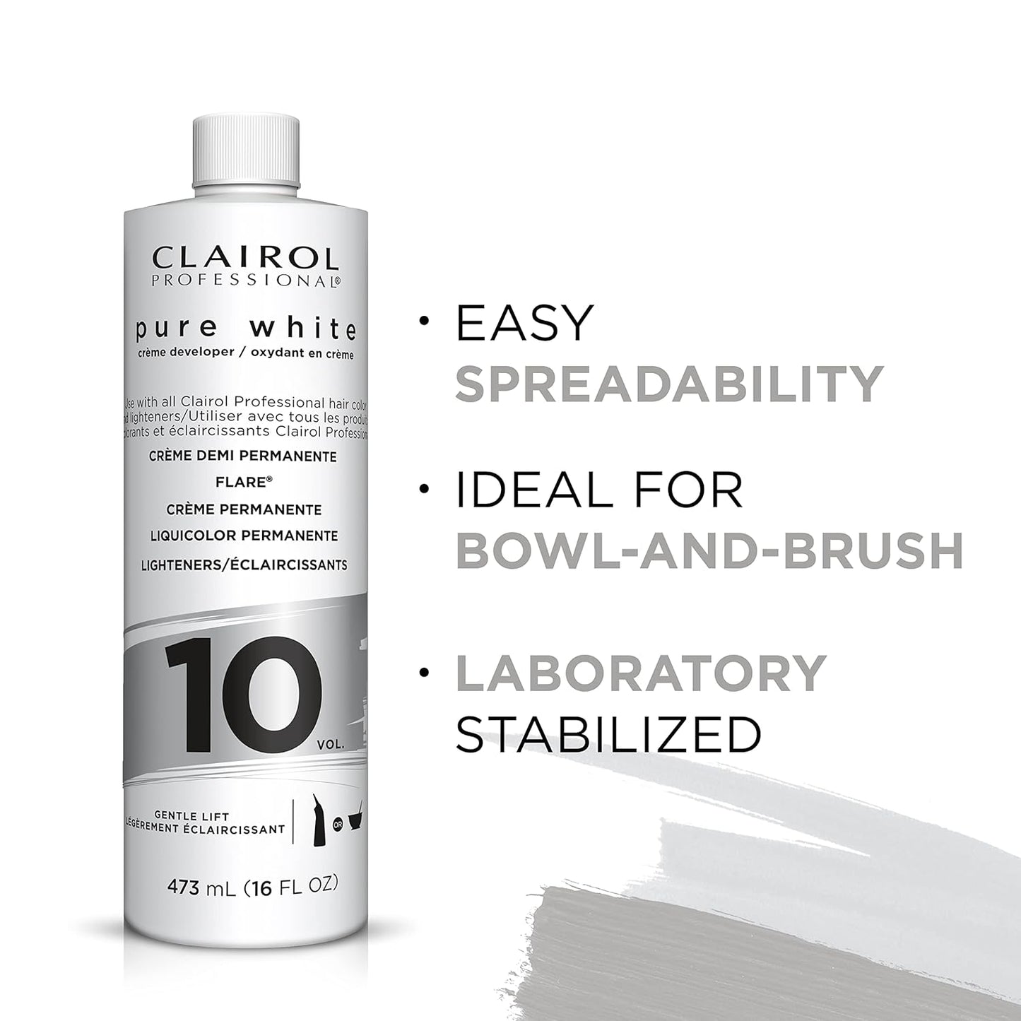 Clairol Professional Pure White 10 Volume Hair Developer - Lightening & Gray Coverage Solution