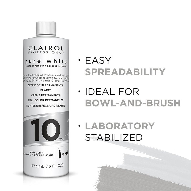 Clairol Professional Pure White 10 Volume Hair Developer - Lightening & Gray Coverage Solution
