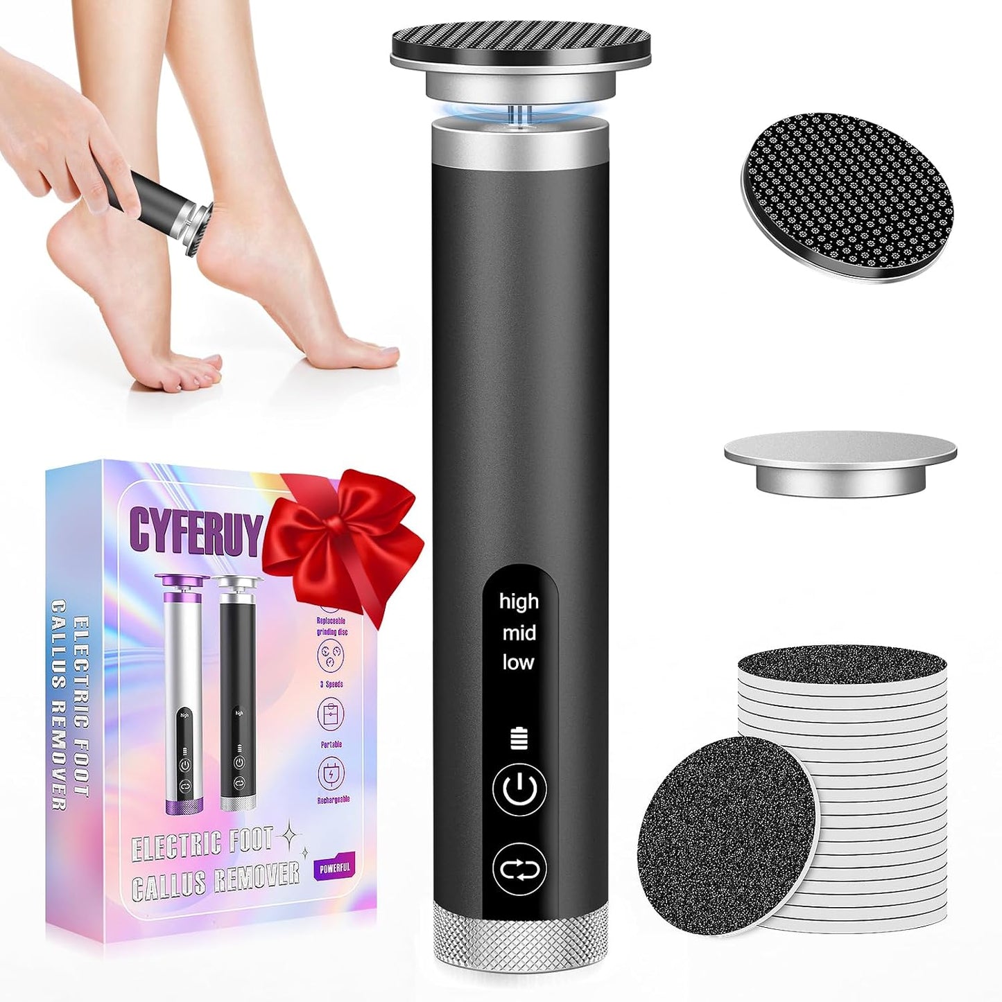 Electric Foot Callus Remover - Ergonomic Nano-Glass Head for Professional Home Pedicure | Reusable Foot File Tool