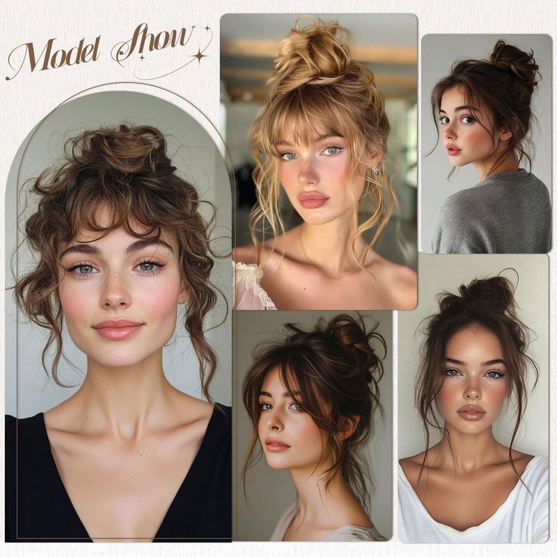 Human Hair Messy Bun - Ash Blonde Wavy Updo Scrunchies | 2 Count, Fluffy & Stretchy Donut Chignons