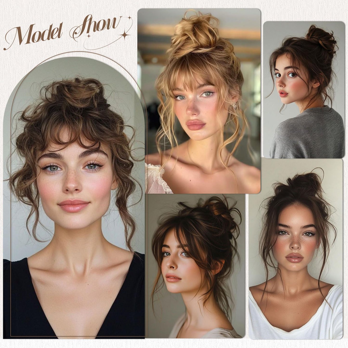 Human Hair Messy Bun - Ash Blonde Wavy Updo Scrunchies | 2 Count, Fluffy & Stretchy Donut Chignons