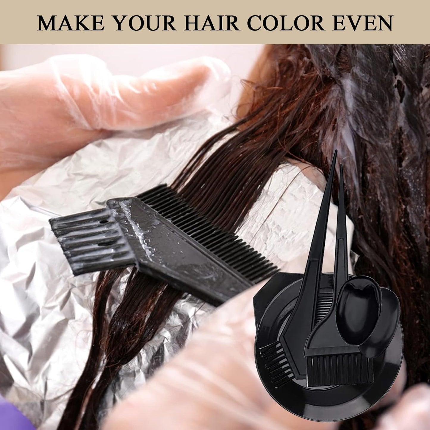 Hair Dye Color Brush and Bowl Set - Tint Comb Applicator for Easy Hair Coloring | 2 Brushes + Mixing Bowl