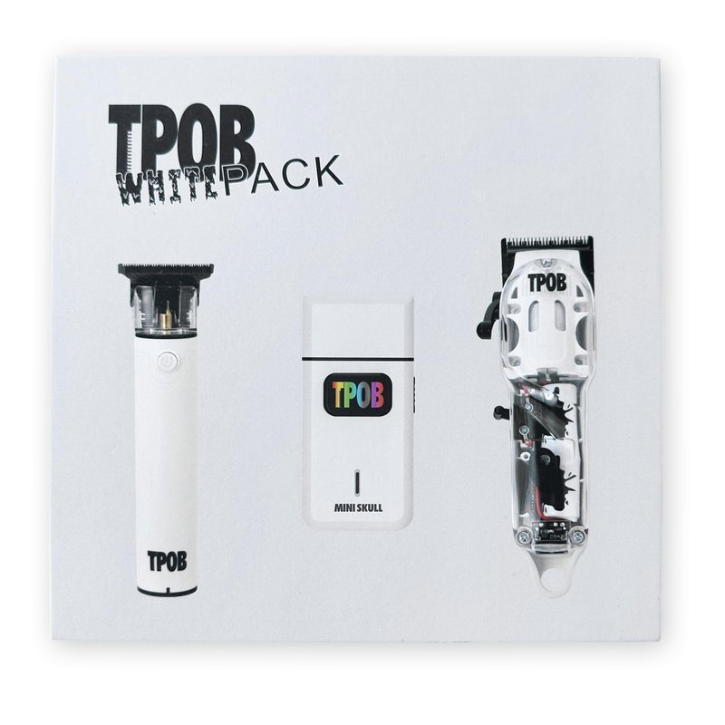 TPOB Slime 2 Barber Hair Clippers Trimmer Shaver Set for Men with Matte White Case and Fade Blade