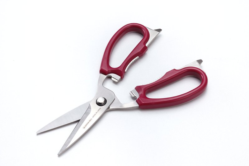 Green Bell G-2009 Stainless Steel Cooking Scissors, Wine Red, Made in Japan